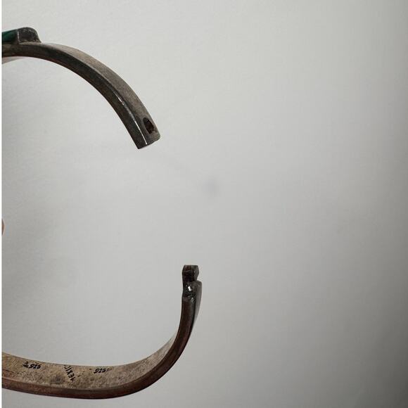 Vintage Mexican 925 Sterling Silver Green Turquoise Bangle Bracelet - Picture 4 of 8